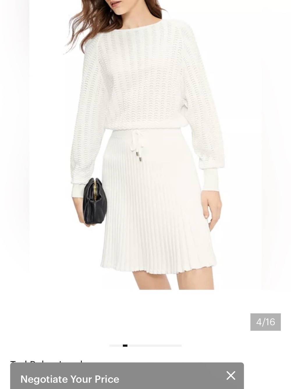 Ted Baker Cream Knit Pleated Midi Dress - Picture 2 of 4